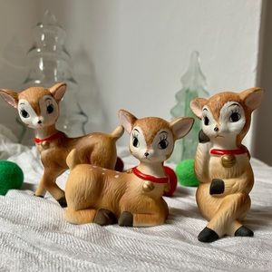 Vintage Homco Reindeer Trio Set Made in Taiwan Great condition Christmas Deer